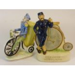 Cycling Ornaments. A hollow cast depiction of a rider standing next to his Ordinary bicycle, the