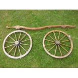 A Reproduction Hobby Horse Backbone and two well-manufactured 24-inch wheels. (3)