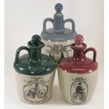 Pedler's Jubilee Spirt Jugs. Six earthenware jugs with colour underglaze and transfer-printed