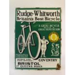 Four-Colour Enamel Sign. 'Rudge-Whitworth' pictorial single-sided sign, some edge chipping, a little