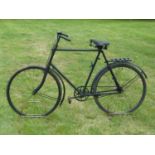 An Early Rudge Whitworth Bicycle having a 25-inch black enamel frame, tall headstock, narrow 17-inch