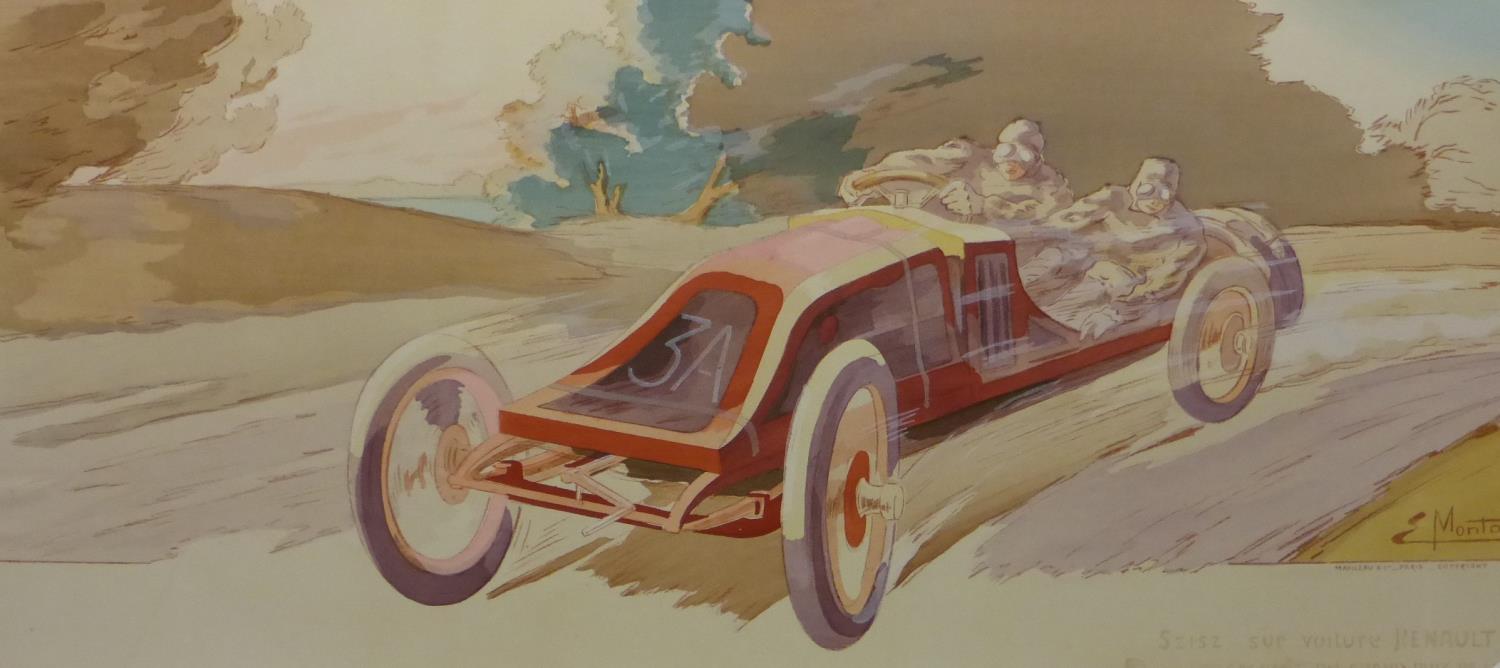 Ernest Montaut (1879-1909): Szisz sur Voiture Renault gagnant du Grand Prix de l'A. C. F. (1906).
