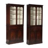 Near Pair of Antique English Mahogany Book Presses