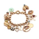 Gold and Gem-Set Charm Bracelet