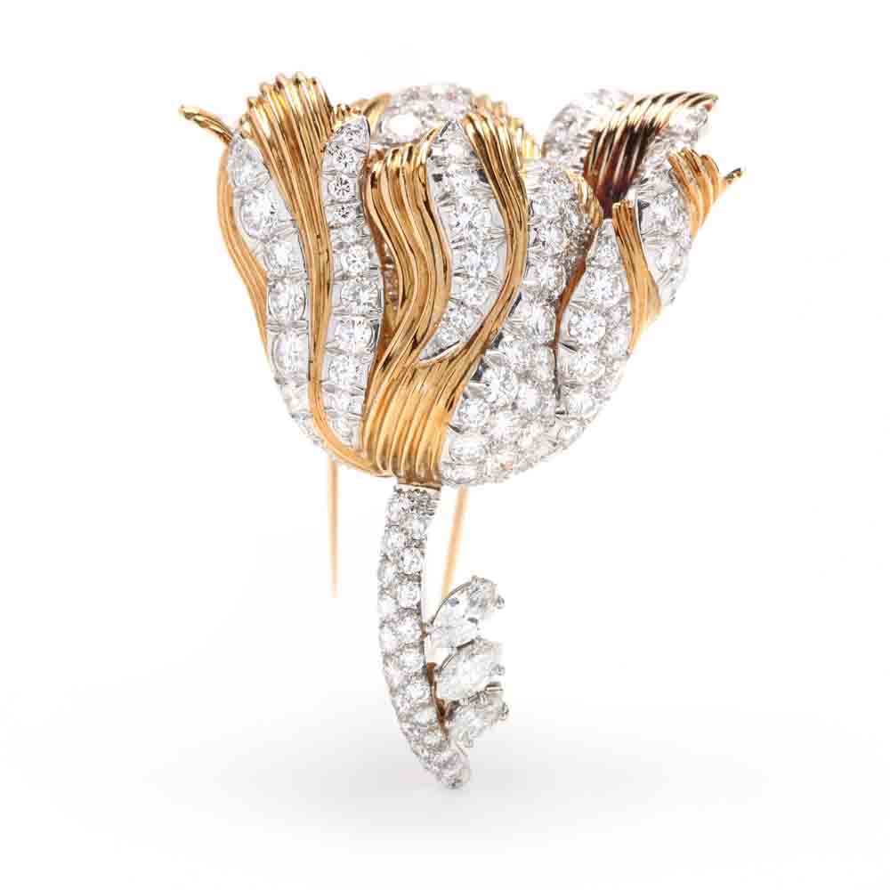 Platinum, 18KT Gold, and Diamond Brooch, Tiffany & Co.