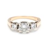 14KT Gold and Three Stone Diamond Ring