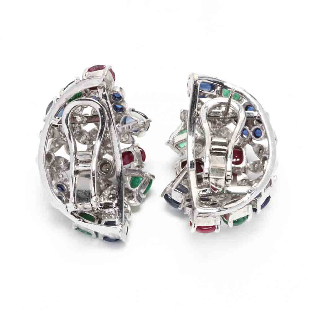 18KT White Gold, Diamond and Gem-Set Earrings - Image 2 of 3