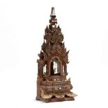 A Burmese Carved Wooden Buddhist Shrine