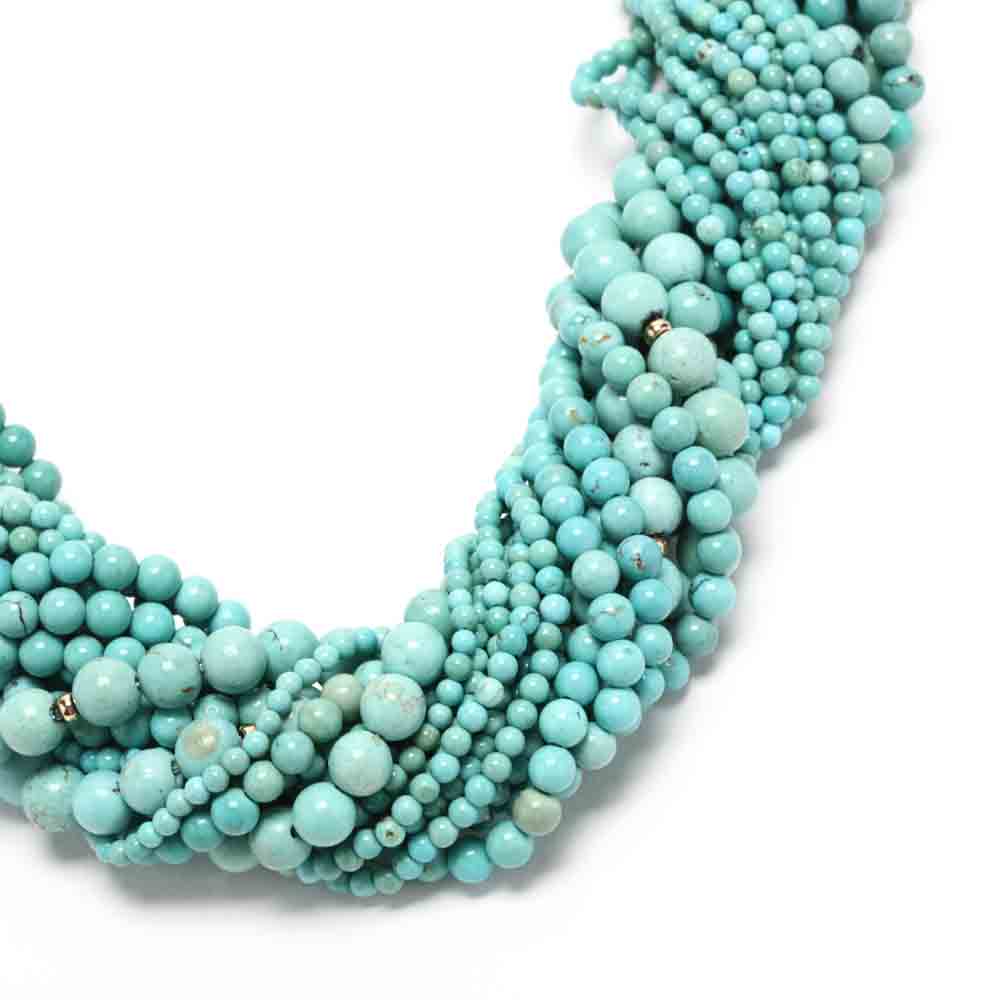 Gold and Turquoise Torsade Necklace - Image 2 of 3