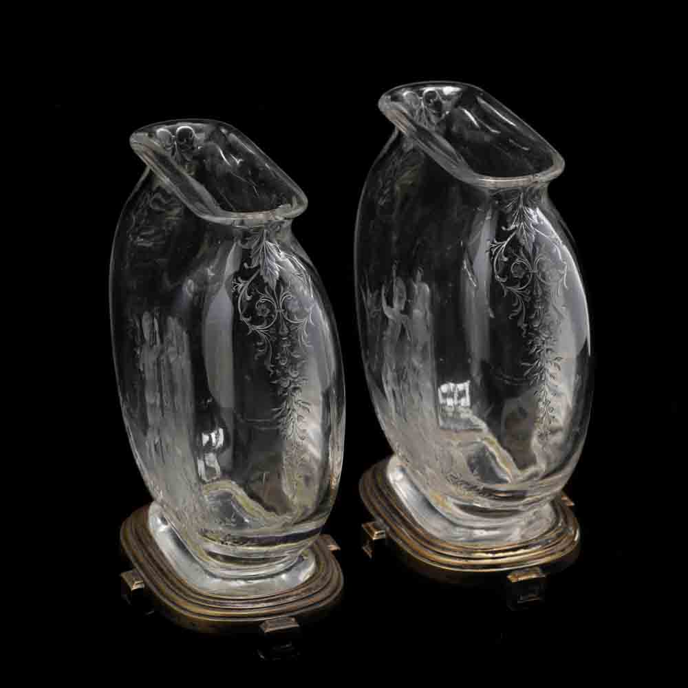 Baccarat, Pair of "Rock Crystal" Engraved Mantel Vases - Image 8 of 14