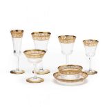 An Impressive (96) Piece Set of St. Louis Thistle Gold Stemware