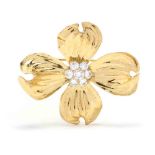 18KT Gold and Diamond Dogwood Brooch, Fisher & Co.