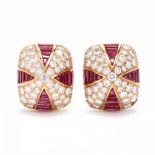 18KT Gold, Ruby, and Diamond Earrings, Oscar Heyman & Brothers