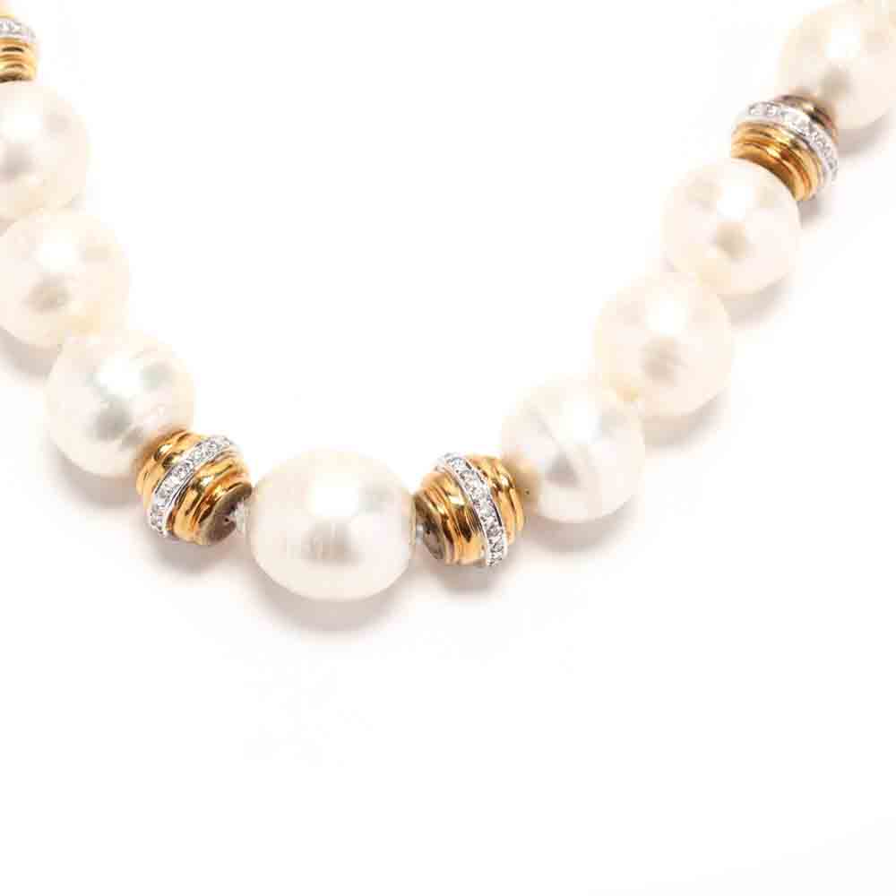 14KT Gold, Diamond, and Pearl Strand Necklace - Image 2 of 3