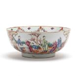 A Chinese Export Porcelain Mandarin Punch Bowl