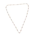 14KT Gold and Pink Tourmaline Station Necklace