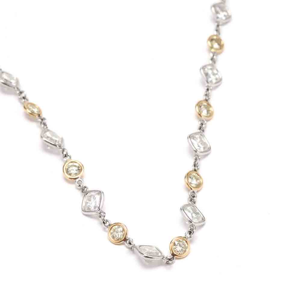 Bi-Color 14KT Gold, Diamond, and Fancy Yellow Diamond Station Necklace - Image 3 of 3