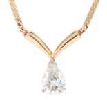 14KT Gold Pear Cut Diamond Pendant Necklace