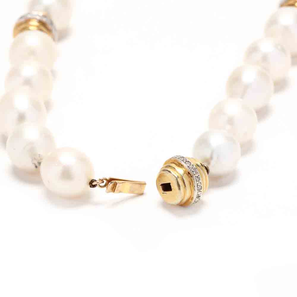 14KT Gold, Diamond, and Pearl Strand Necklace - Image 3 of 3