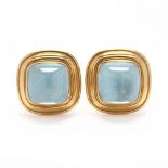 18KT Gold, Aquamarine, and Mother-of-Pearl Earrings, Elizabeth Locke