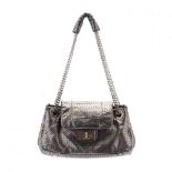 Drill Perforated Metallic Silver Flap Bag, Chanel