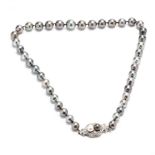 Tahitian Pearl Necklace with Platinum, Diamond, and Pearl Clasp