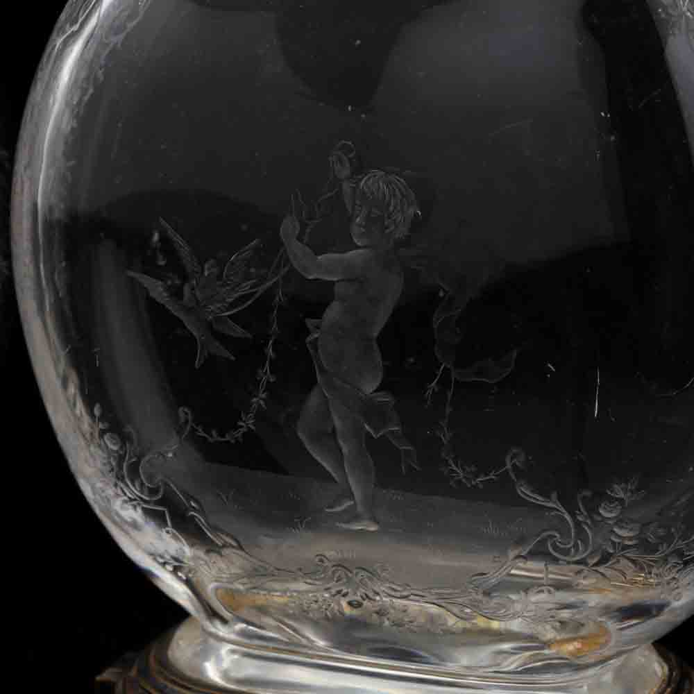 Baccarat, Pair of "Rock Crystal" Engraved Mantel Vases - Image 5 of 14