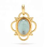 19KT Gold, Aquamarine, and Mother-of-Pearl Pendant, Elizabeth Locke