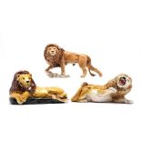 Three Differing Ceramic Lions