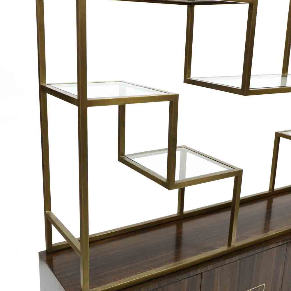 Theodore Alexander, Figured Walnut and Brass Etagere - Image 3 of 14