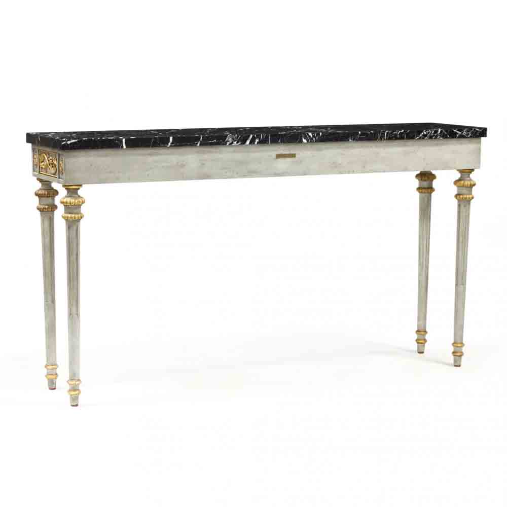 Theodore Alexander, Louis XVI Style Carved and Gilt Marble Top Console Table - Image 4 of 5