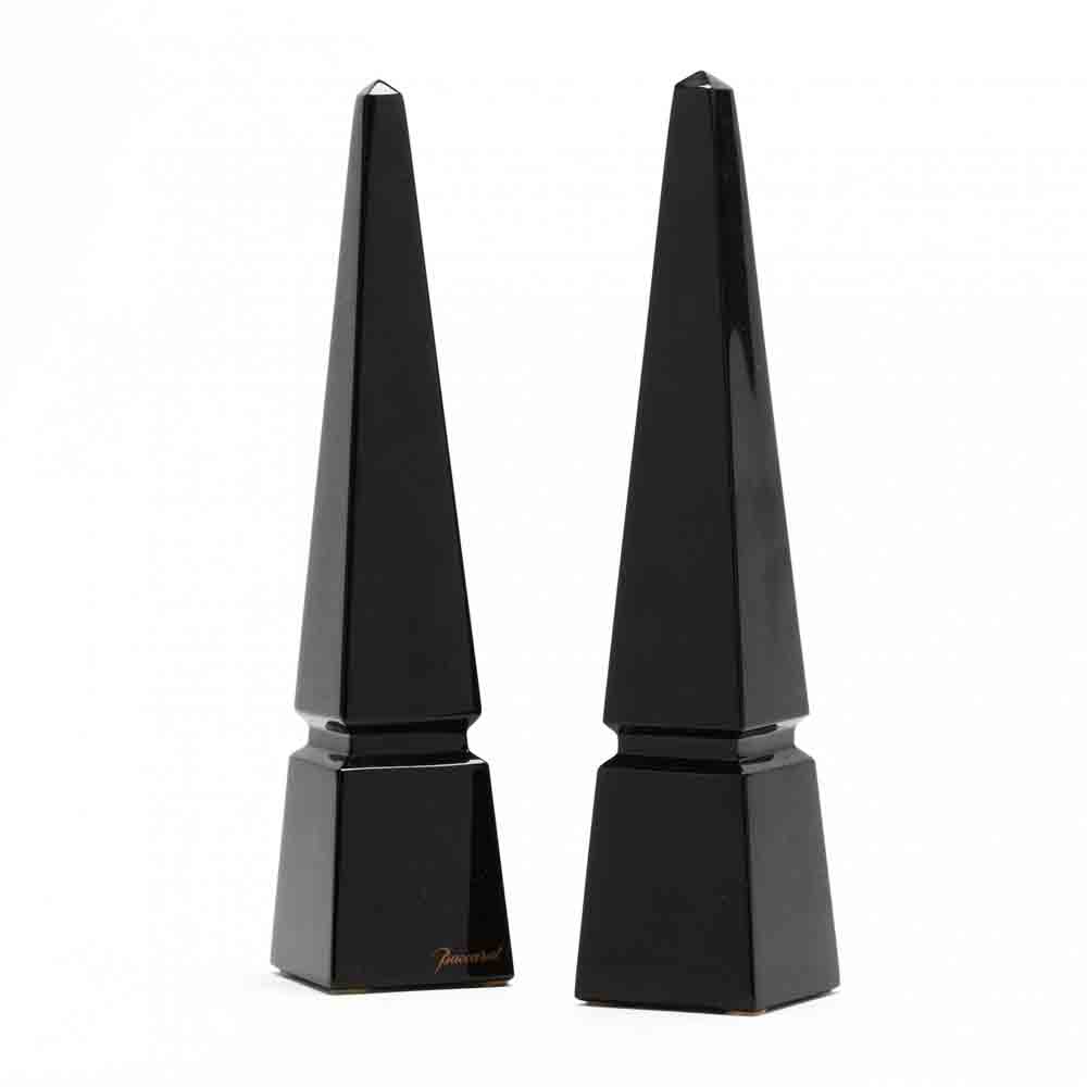 Baccarat, Pair of Noire Crystal Obelisks