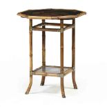Antique Bamboo and Lacquered Side Table