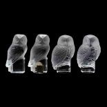 Four Lalique Crystal Owls