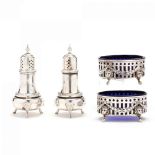 An Assembled Sterling Silver Salt & Pepper Set