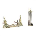 French Rococo Style Brass Assembled Fireplace Set