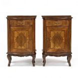 Pair of Italianate Inlaid Walnut Bedside Cabinets