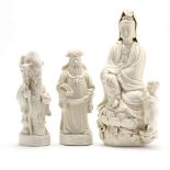 Three Chinese Porcelain Blanc de Chine Figures