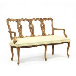 Italianate Fruitwood Triple Back Settee