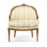 Louis XVI Style Carved Walnut Bergere