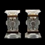 Lalique, Pair of Parquettes Candlesticks