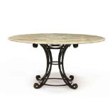 att. Theodore Alexander, Italianate Stone and Iron Dining Table