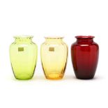 Three Baccarat Colored Crystal Cabinet Vases