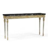 Theodore Alexander, Louis XVI Style Carved and Gilt Marble Top Console Table