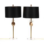 A Pair of Modernist Brass and Lucite Table Lamps