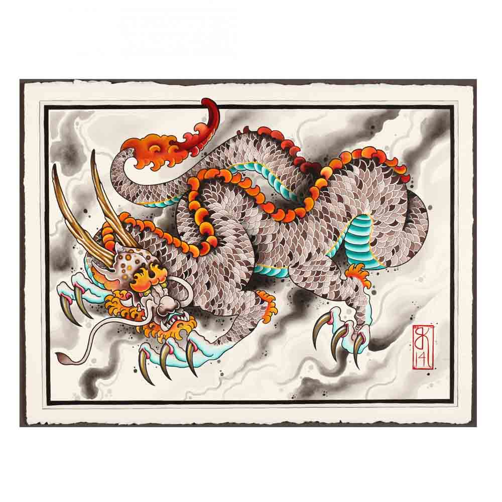 Chinese School (21st century), Painting of an Stylized Asian Dragon