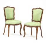 Pair of Louis XV Style Carved Walnut Side Chairs