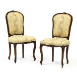 Pair of Louis XV Style Carved Walnut Side Chairs