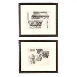 Two Antique Drawings of Italian and French Architectural Ornament