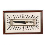 Shadowbox Frame Display of (79) Obsidian Arrowheads and an Obsidian Knife